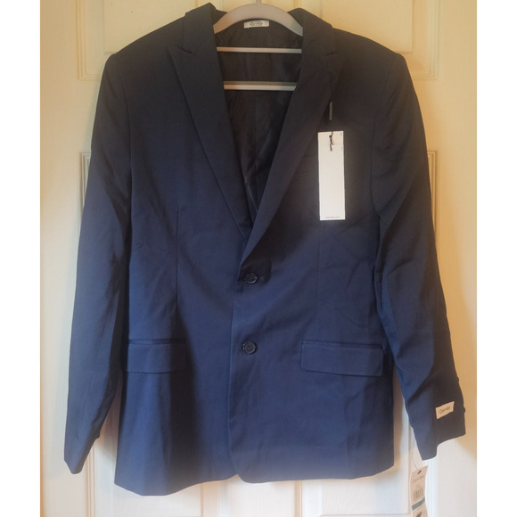Calvin Klein Boys Blue 2-Button Blazer Suit Jacket Size Slim 16 - Picture 1 of 13